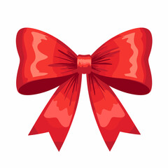 Red decorative bow on white background
