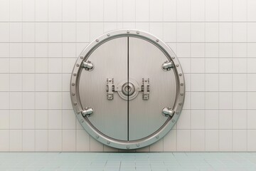 Metal Vault Door with Secure Lock and Industrial Design Aesthetic