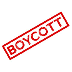 Boycott stamp with long square box,red colour 