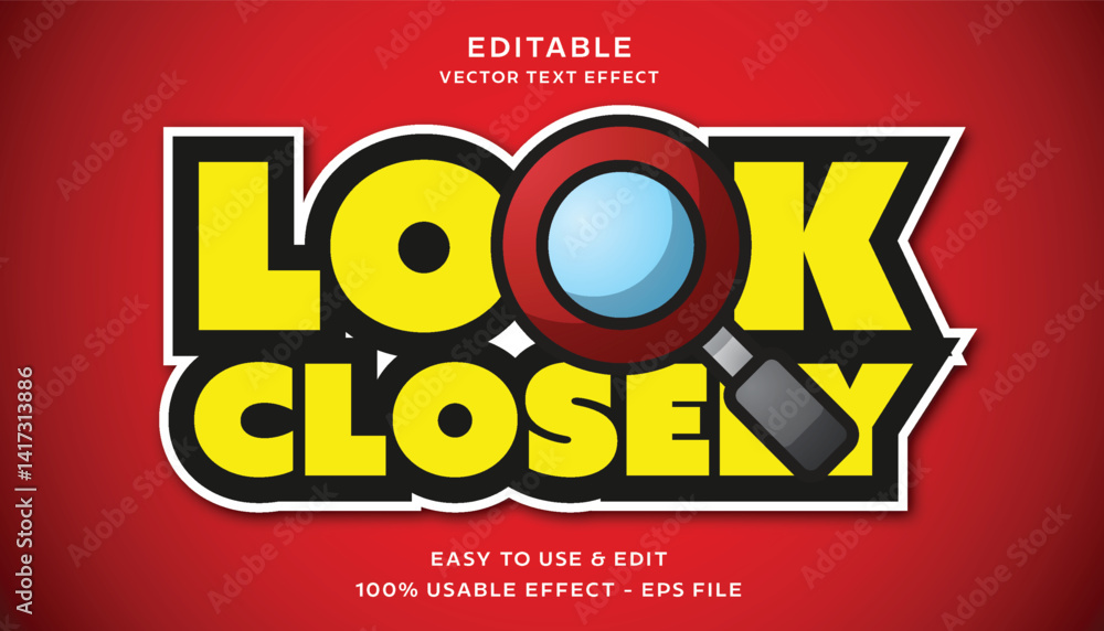Poster look closely editable text effect with modern and simple style