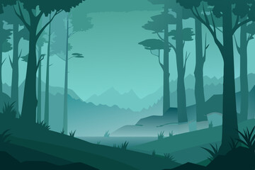 misty morning in the forest