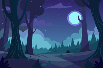night landscape with moon