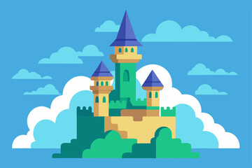 Naklejka premium mythical-castle-in-clouds---anime-world