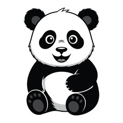 Cute panda cartoon isolated on white background. Vector stock