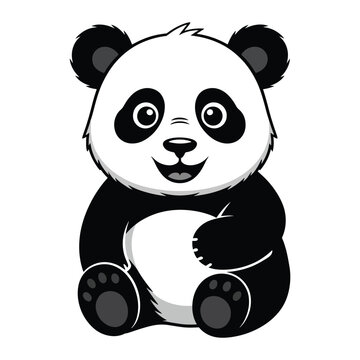 Naklejki Cute panda cartoon isolated on white background. Vector stock