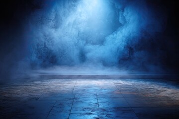Dramatic blue smoky stage