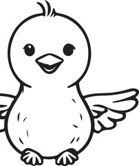 A vector art illustration of a cute baby bird. The bird has a round body and head, small wings, and a tiny beak.