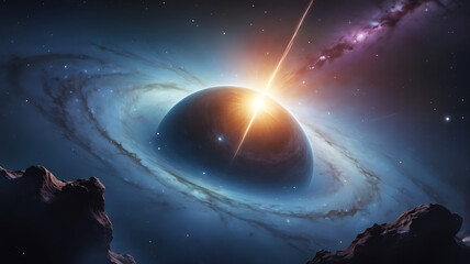 Obraz premium Planets and galaxy, science fiction wallpaper. Beauty of deep space.