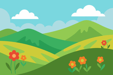 Fototapeta premium rolling-hills-with-wildflowers-in-bloom
