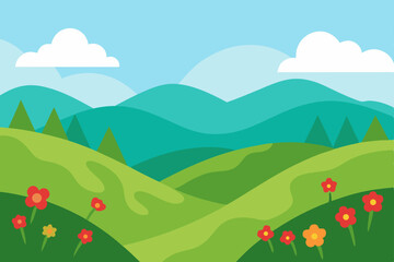 Fototapeta premium rolling-hills-with-wildflowers-in-bloom