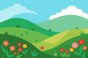 Fototapeta premium rolling-hills-with-wildflowers-in-bloom