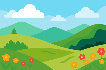 Fototapeta premium rolling-hills-with-wildflowers-in-bloom