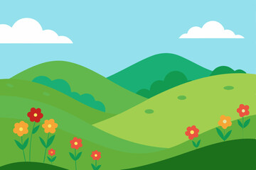 Fototapeta premium rolling-hills-with-wildflowers-in-bloom