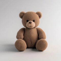Obraz premium Cute Brown Teddy Bear Sitting on Soft Neutral Background