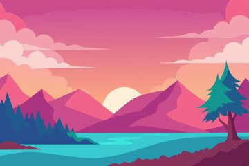 winter landscape with mountain landscape