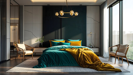 Luxurious modern bedroom during the day with simple design-5