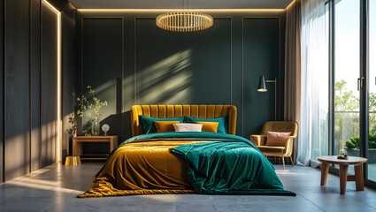 Luxurious modern bedroom during the day with simple design-2