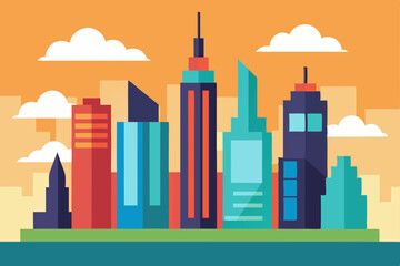 Obraz premium city skyline in the city