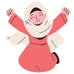 Happy Woman in Hijab Jumping
