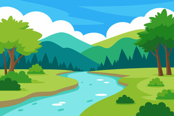 Fototapeta premium summer landscape with mountains and river