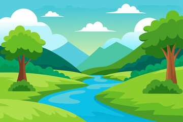 Fototapeta premium landscape with trees and mountains