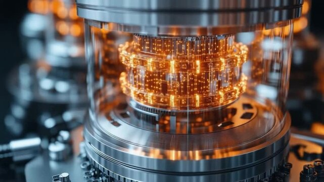 Inside a Modern Fusion Reactor: A captivating close-up unveils the intricate internal workings of a state-of-the-art fusion reactor.