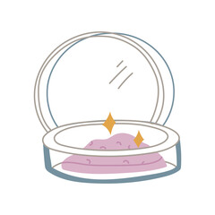 magic powder in an open glass jar. Flat color illustration. It is suitable for projects in genre of fantasy and magic. It can be used in books, games, create an atmosphere of mystical potions alchemy