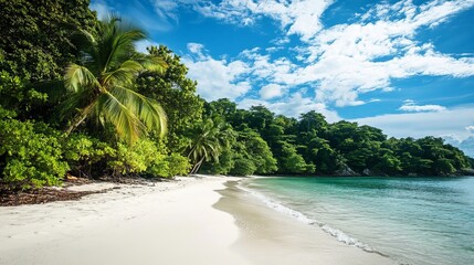 Tropical Beach Paradise: White Sand, Palm Trees, Turquoise Ocean
