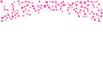 ハート柄の背景 桃色系の3色 フチと単色 ハート