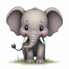 Fototapeta premium Elephant cartoon illustration white background