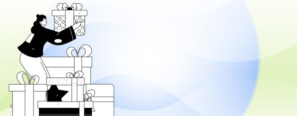 Holiday shopping people doing e-commerce online shopping flat vector concept operation hand drawn illustration
