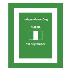 flag of Nigeria . Greeting card with text independence day. Vector illustration