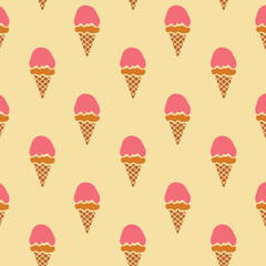 Cute doodle ice cream seamless pattern.