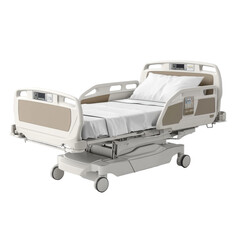 Adjustable hospital bed (1) isolated on PNG transparent background, cut out