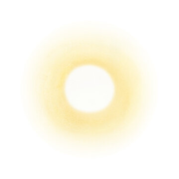 Pastel yellow shining sun watercolor illustration isolated on white background. Gradient light element for summer nature designs. Artistic simple sunlight
