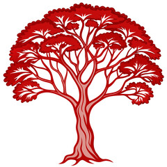 Obraz premium Bold Brazilian Pepper Tree Illustration on White Background