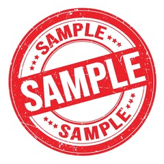 SAMPLE text written on red round stamp sign
