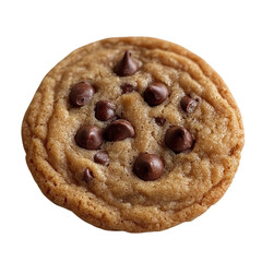 Deliciously baked chocolate chip cookie resting on a pure white background, inviting a sweet moment of indulgence and joy for dessert lovers on transparent background