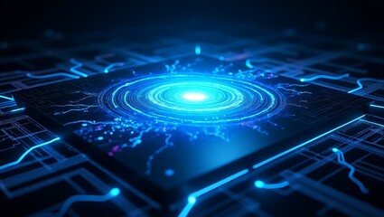 Dark blue abstract background with vivid center light