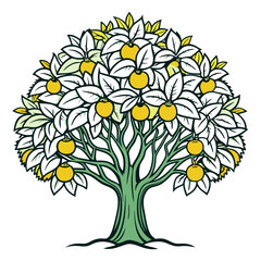  Elegant Citrus Tree Design with Bold Outline