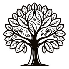 Obraz premium Distinct Coffee Tree Design Featuring Bold Outline