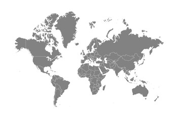 Detailed vector illustration of a world map. Ideal for global infographics, travel presentations, geography education, international business, and location-based designs.