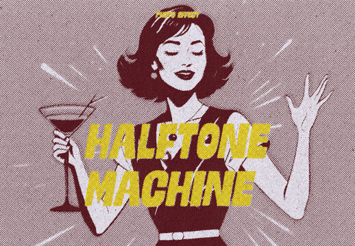 Retro Color Halftone Machine Photo Effect