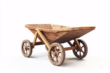 Rustic Wooden Wagon isolated on white background