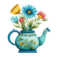 Celebrating mother's day with family minimalist floral design in a teapot home decor modern bright cheerful