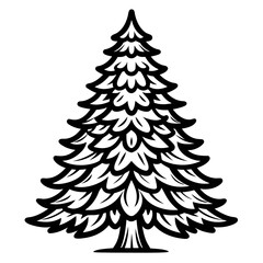  Bold Fir Tree Illustration on White Background