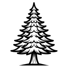  Vibrant Fir Tree Design with Bold Outlines