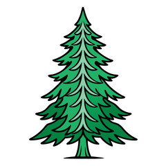 Obraz premium Fir Tree Design with Bold Outline