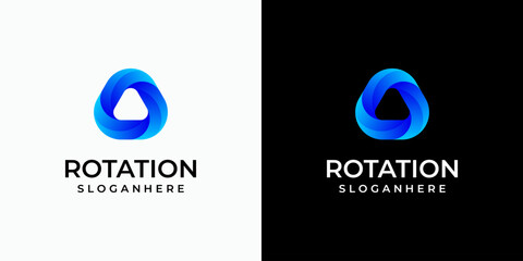 Triangle shape rotation vector logo design with modern, simple, clean and abstract style. Icon for business, technology, shipping, security and personal branding.