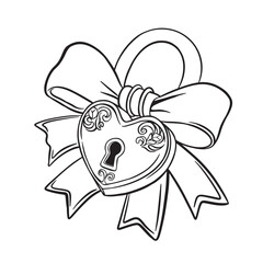 Castle Heart Vector black and white illustration